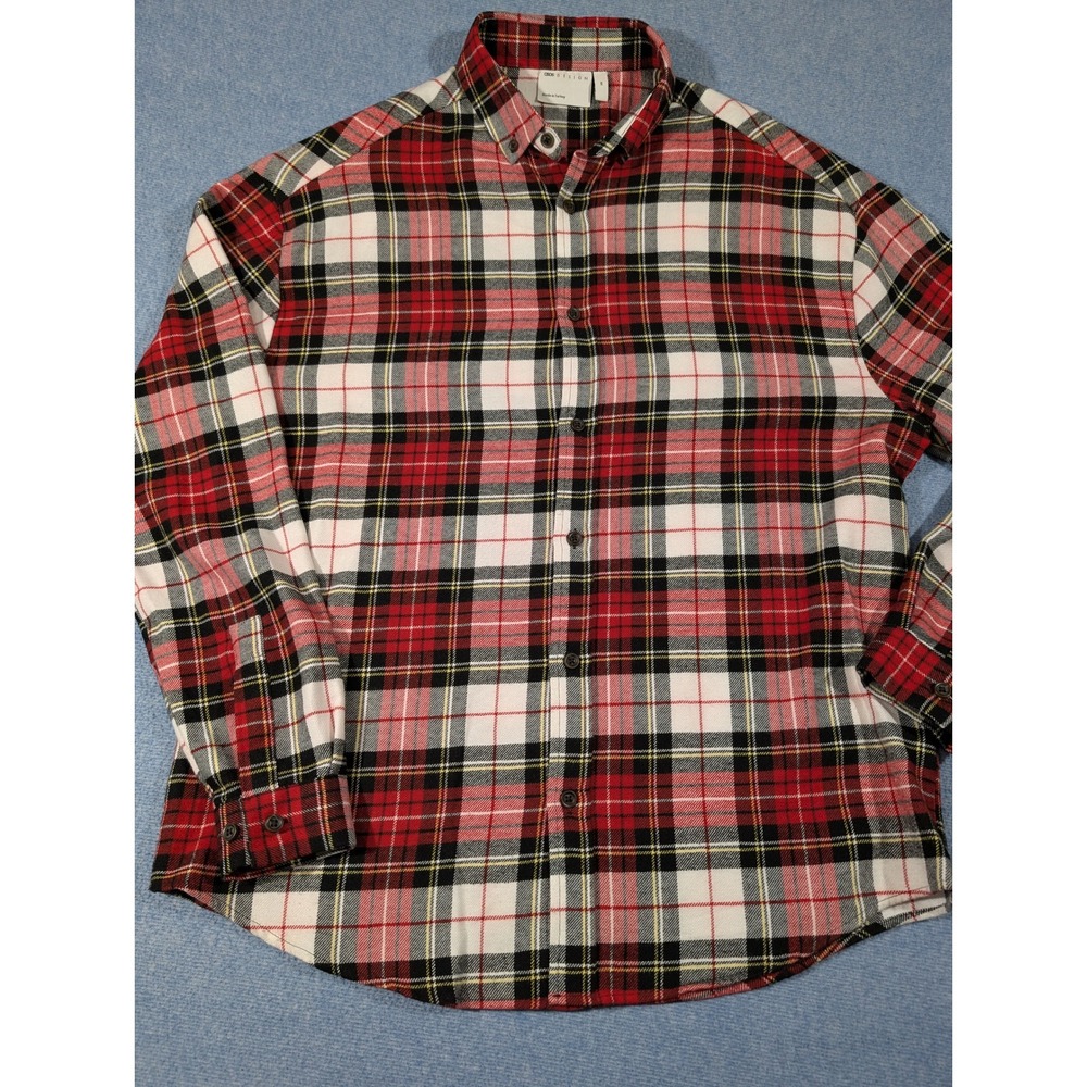ASOS DESIGN Mens XS Red Plaid Flannel Button Down Shirt 1105287 F100550